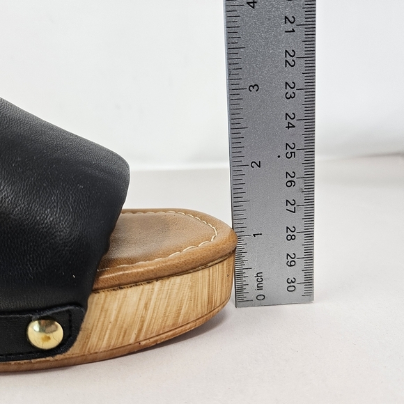 Steve Madden Womens Belong Slip On Thick Black Faux Leather Sandels Sz 39=8.5 - Picture 11 of 12